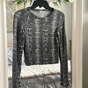 Zara Gray Snake Print Crew Neck Sweater